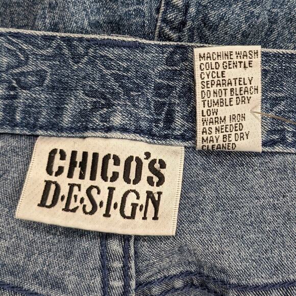 Chico's Design Straight Leg Jeans Women Size 1.5 (US 10) Art-to-Wear Island Art - Picture 7 of 10